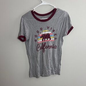 Awake Gray Tee with Maroon Accents and Vibrant  Graphic 9